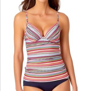 Anne Cole Jet Set Stripe 36D/34DD Tankini Top